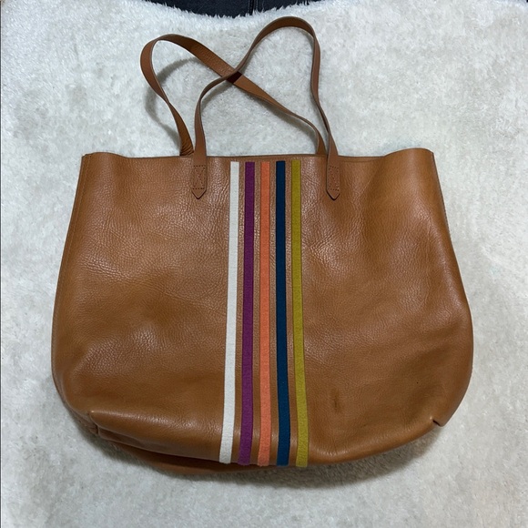 🇨🇦 Madewell Women's The Transport Stripe Embroidered Tote - Picture 6 of 15